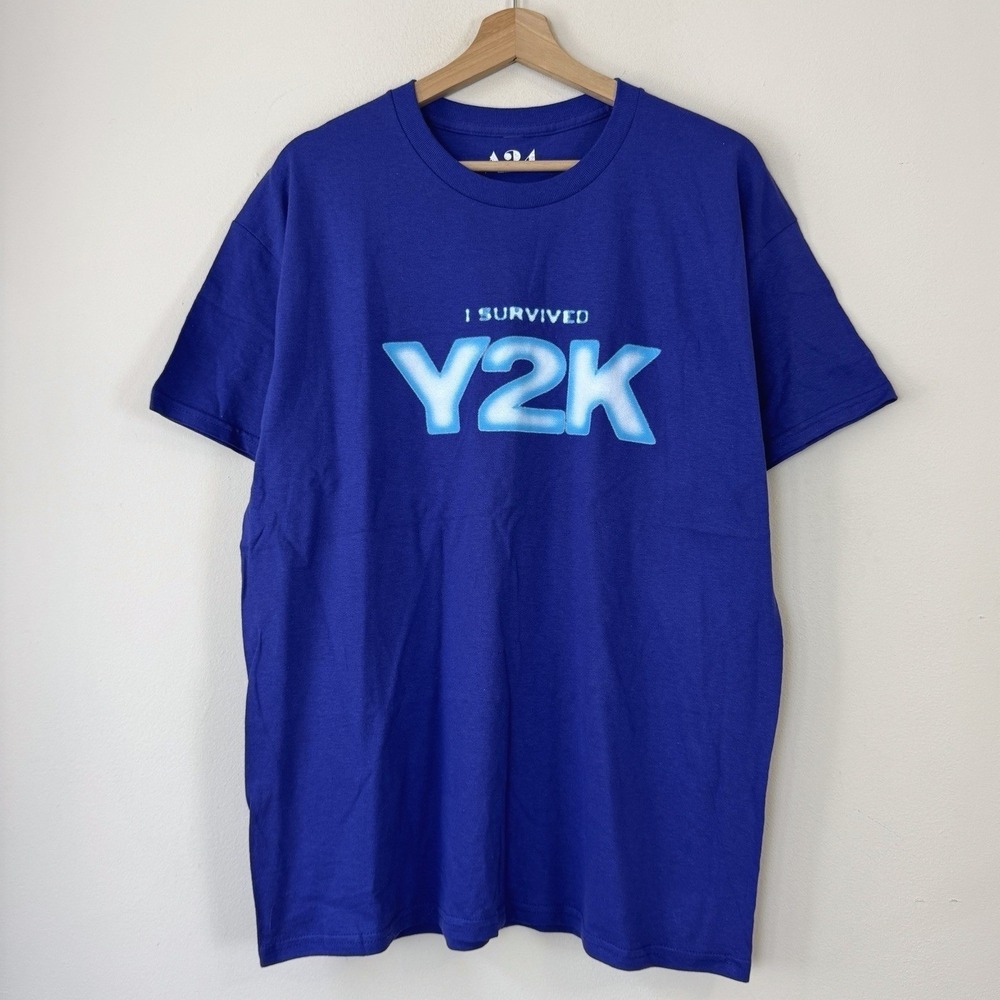 A24 Films I Survived Y2K Movie Promo Large Purple Tee Shirt - Large